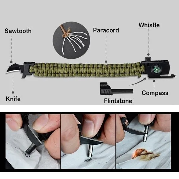 5-in-1 Multifunction Outdoor Survival Gear Escape Paracord Bracelet