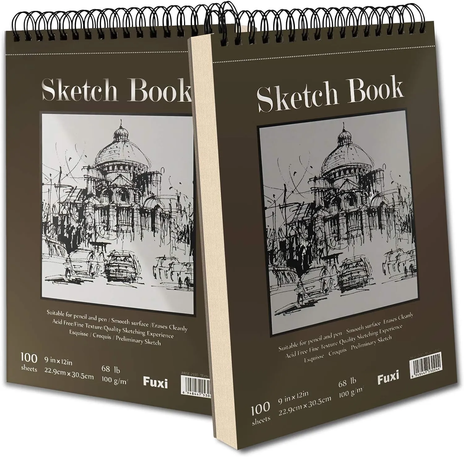 9 x 12 inches Sketch Book, Top Spiral Bound Sketch Pad, 1 Pack 100-Sheets (68lb/100gsm), Acid Free Art Sketchbook Artistic Drawing Painting Writing Paper for Kids Adults Beginners Artists