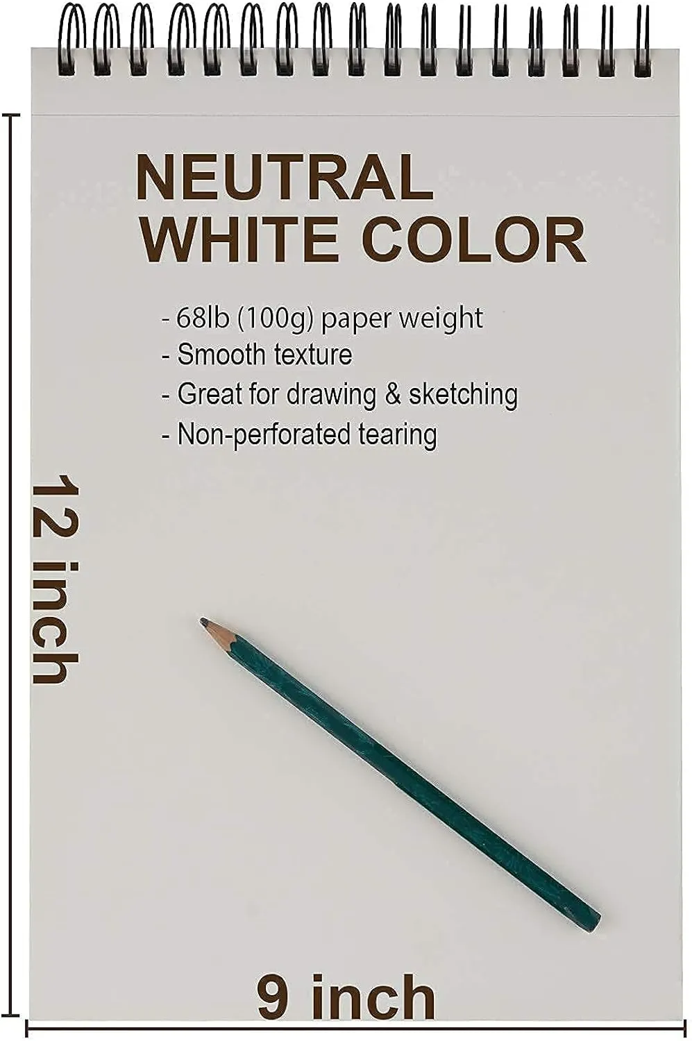 9 x 12 inches Sketch Book, Top Spiral Bound Sketch Pad, 1 Pack 100-Sheets (68lb/100gsm), Acid Free Art Sketchbook Artistic Drawing Painting Writing Paper for Kids Adults Beginners Artists