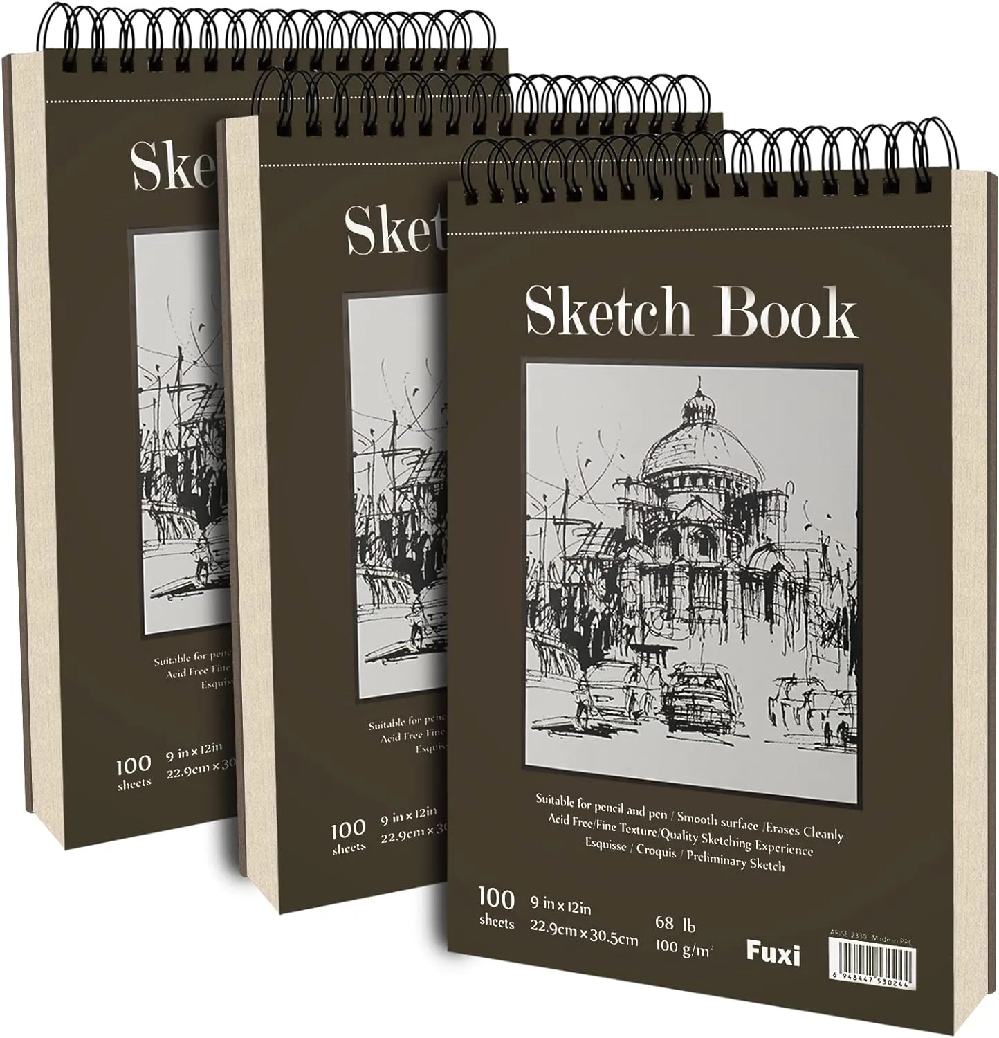 9 x 12 inches Sketch Book, Top Spiral Bound Sketch Pad, 1 Pack 100-Sheets (68lb/100gsm), Acid Free Art Sketchbook Artistic Drawing Painting Writing Paper for Kids Adults Beginners Artists