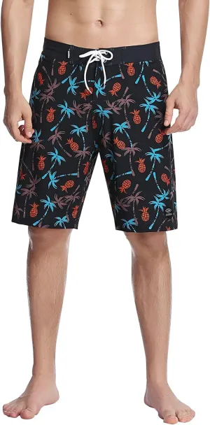 AXESEA Mens Swim Trunks Quick Dry Surf Long Elastic with Pockets Swimwear Bathing Suits No Mesh Lining