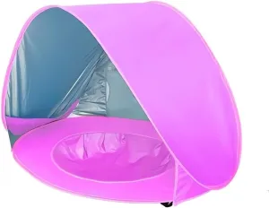 Baby Beach Tent, Pop Up Portable Sun Shelter for Infant & Toddler, Waterproof & 50  UPF UV Protection, Outdoor Kiddie Pools, Kids Beach Shade Tent (Pink)