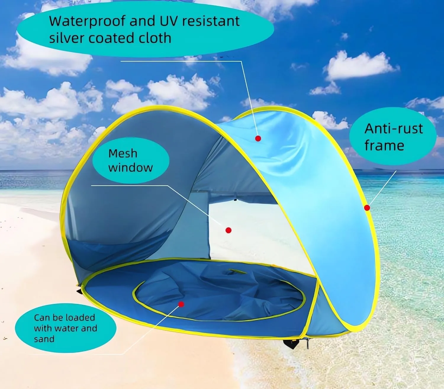 Baby Beach Tent, Pop Up Portable Sun Shelter for Infant & Toddler, Waterproof & 50  UPF UV Protection, Outdoor Kiddie Pools, Kids Beach Shade Tent (Pink)