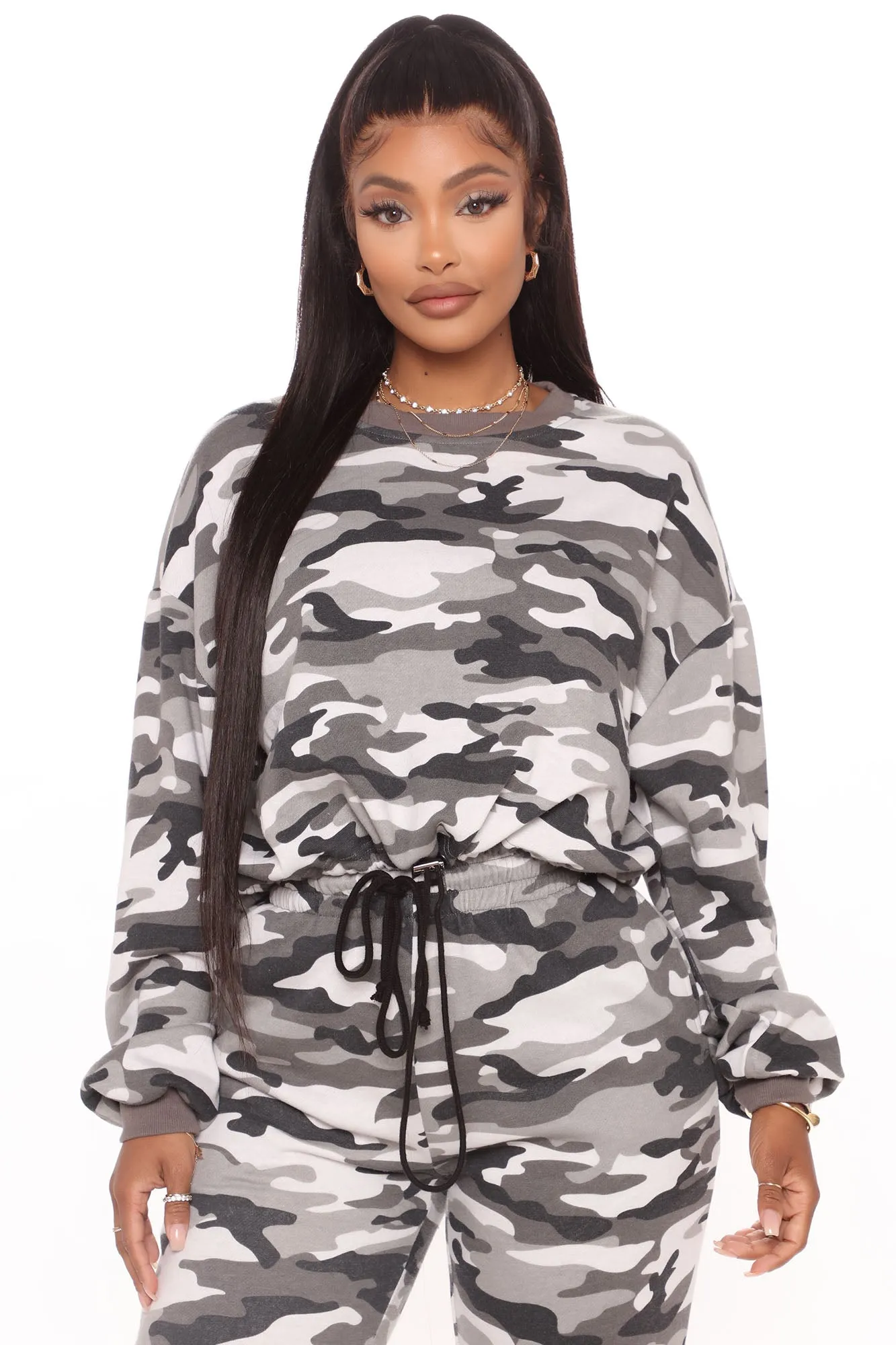 Baddie Baby Pullover And Jogger Set - Charcoal/combo
