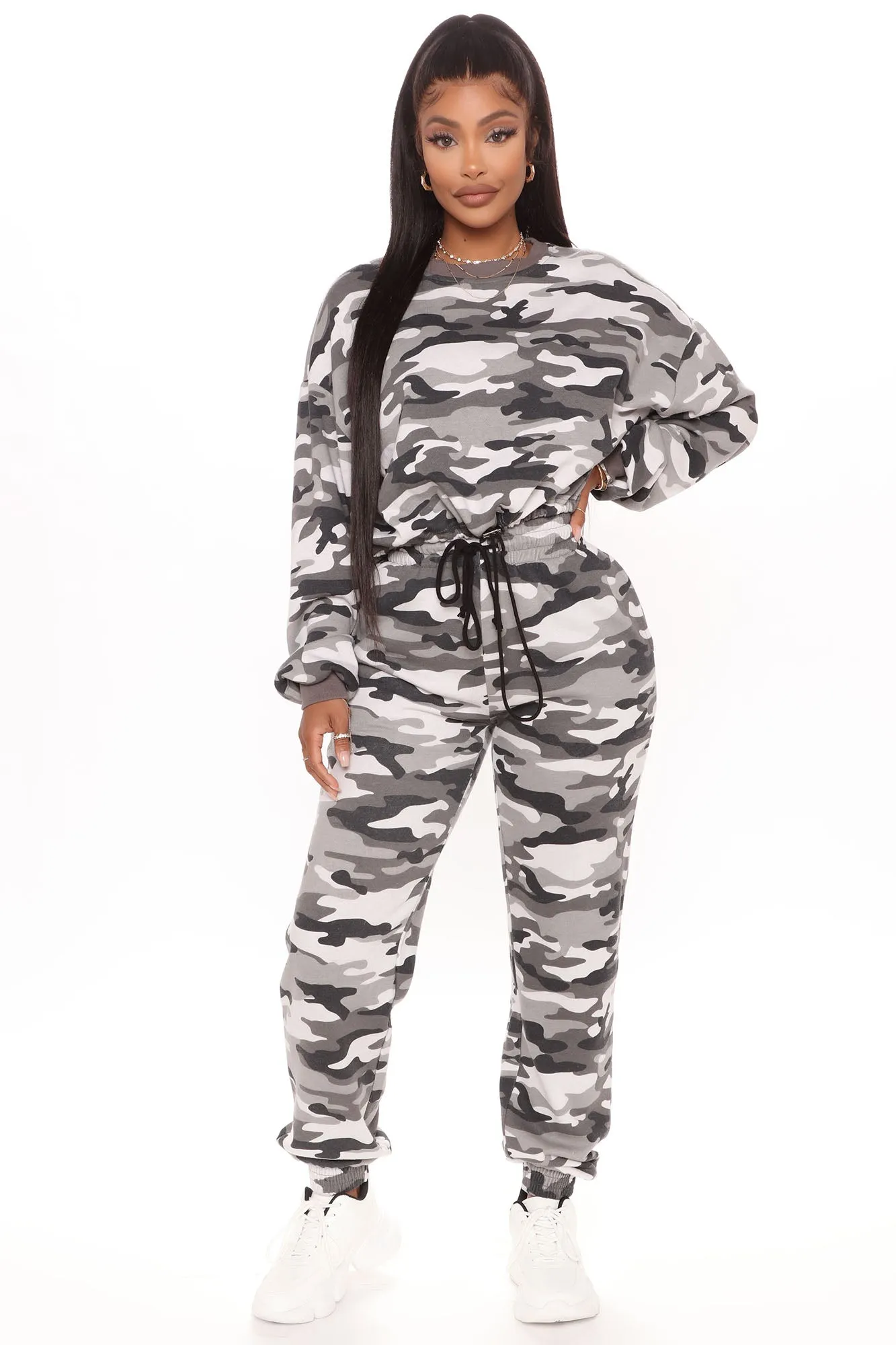 Baddie Baby Pullover And Jogger Set - Charcoal/combo
