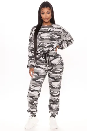 Baddie Baby Pullover And Jogger Set - Charcoal/combo
