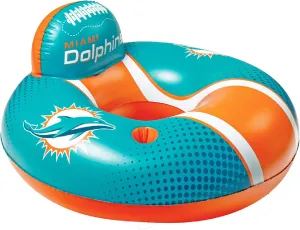 BigMouth Miami Dolphins 42 Inflatable Pool Floats Officially Licensed NFL Fan Gear Merchandise Back Support Inner Tube for Adults and Teens