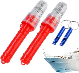 Boat Flares, Boat Safety Kit Coast Guard Approved, Waterproof Intelligent Light Control Emergency Signals Boats Marine Flares Coast for Fishing Nets, Buoys, Boats(Red*2pcs)