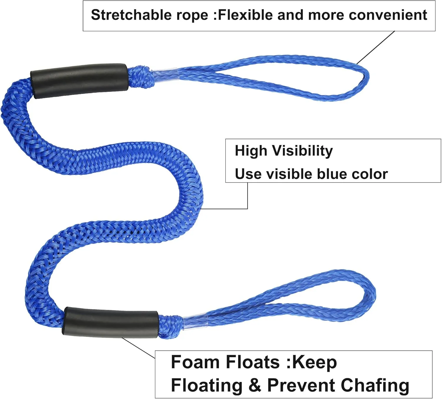 Bungee Cord Rope Dock Lines Stretches Shock Absorbs Marine Mooring Rope 4ft Dark Blue 4 Pack