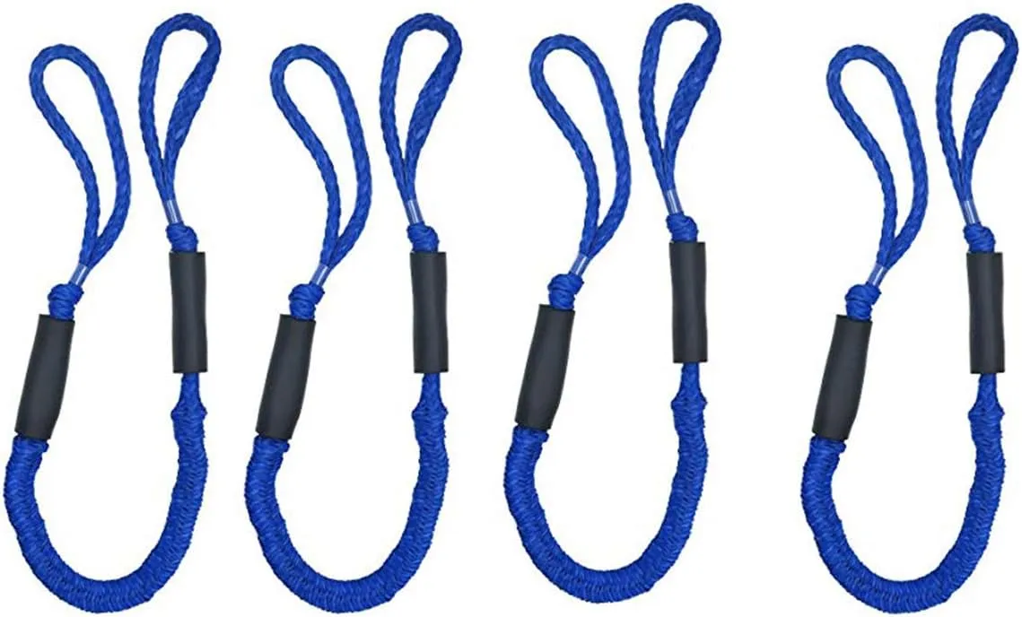 Bungee Cord Rope Dock Lines Stretches Shock Absorbs Marine Mooring Rope 4ft Dark Blue 4 Pack