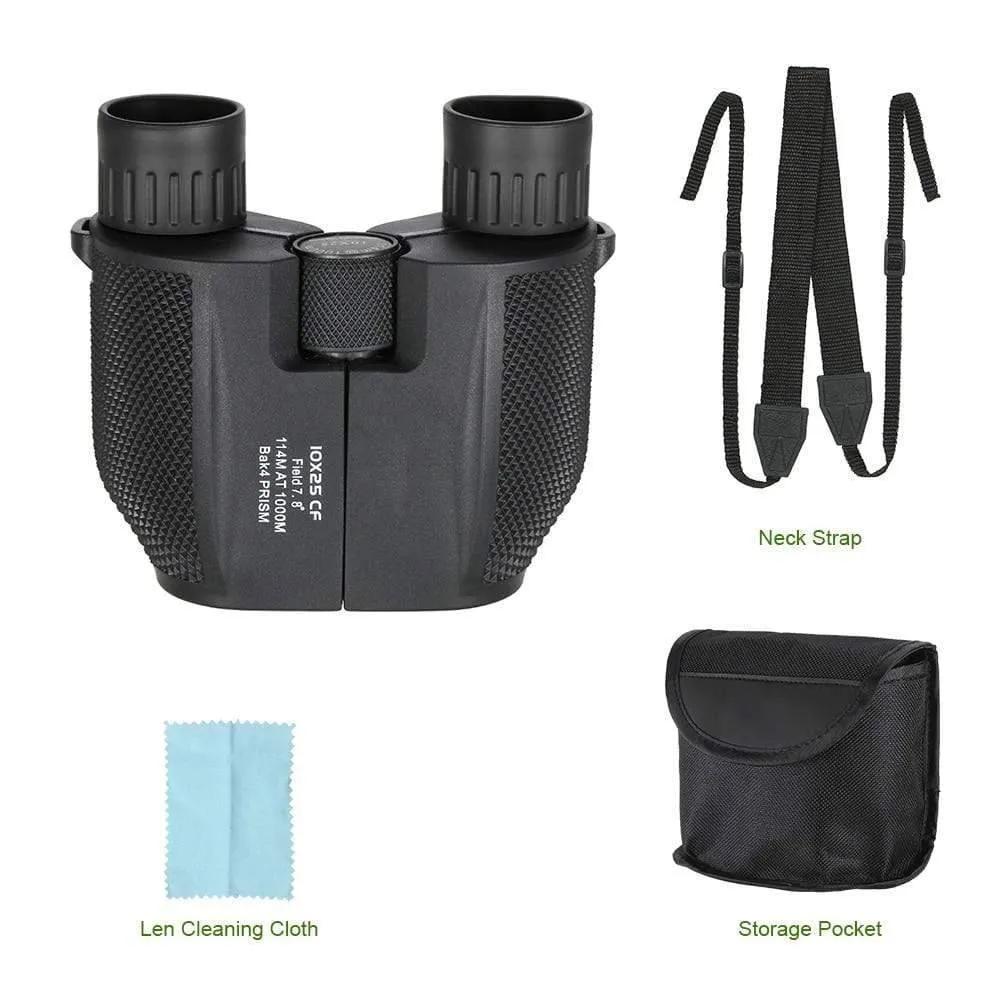 Compact 10x25 High Power Binoculars for Camping & Survival