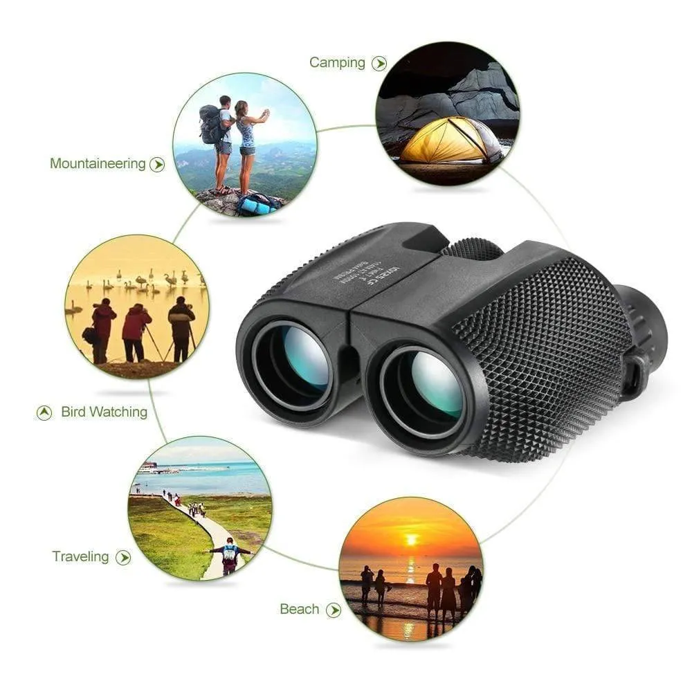 Compact 10x25 High Power Binoculars for Camping & Survival