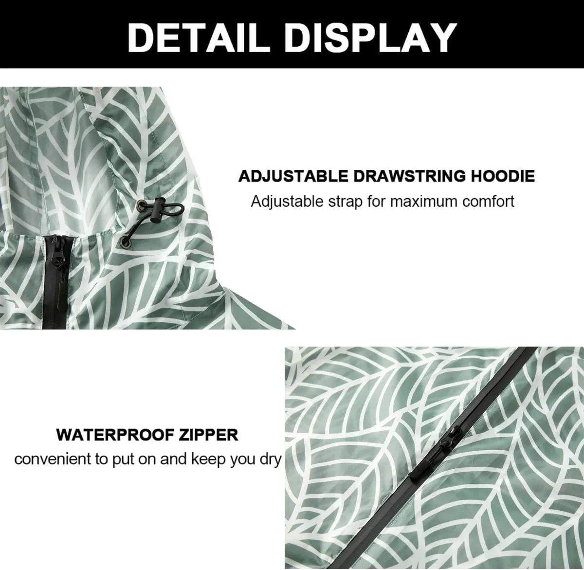 Fashion Hooded Rain Poncho Waterproof Raincoat Jacket with pocket for Women/Men/Adult