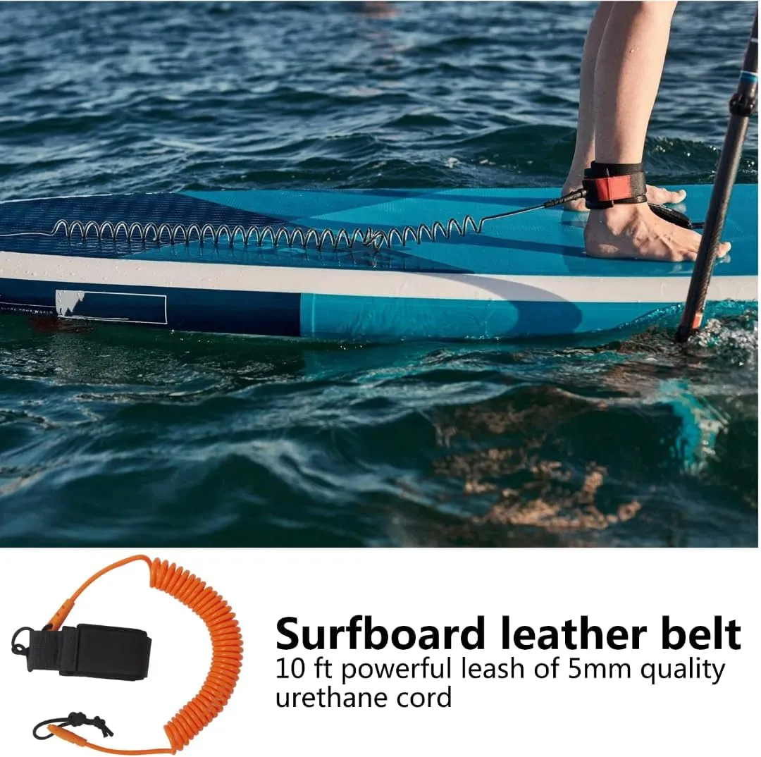 GRABOTE New Coiled Leash 10' Surfboard Leash Sup Leg Rope Strap Stand Up Paddleboard Leash (Orange)