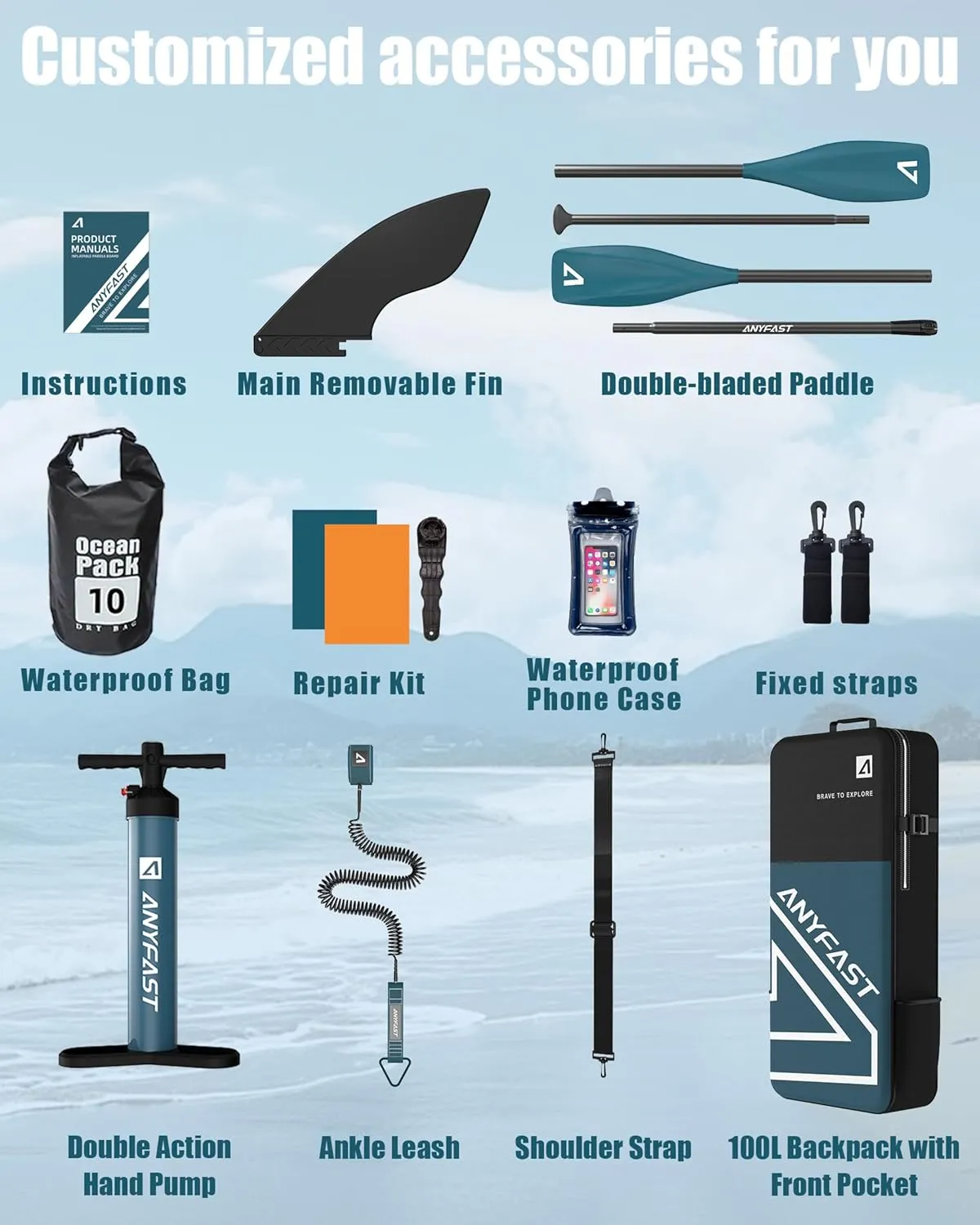 Inflatable Stand Up Paddle Boards - Extra Wide Fishing Paddleboard,Cool Design,Ultra Stable Standup SUP,15 D-Rings,5 Handles, Camera Mount,100L Backpack,10L Dry Bag, Youth/Adults