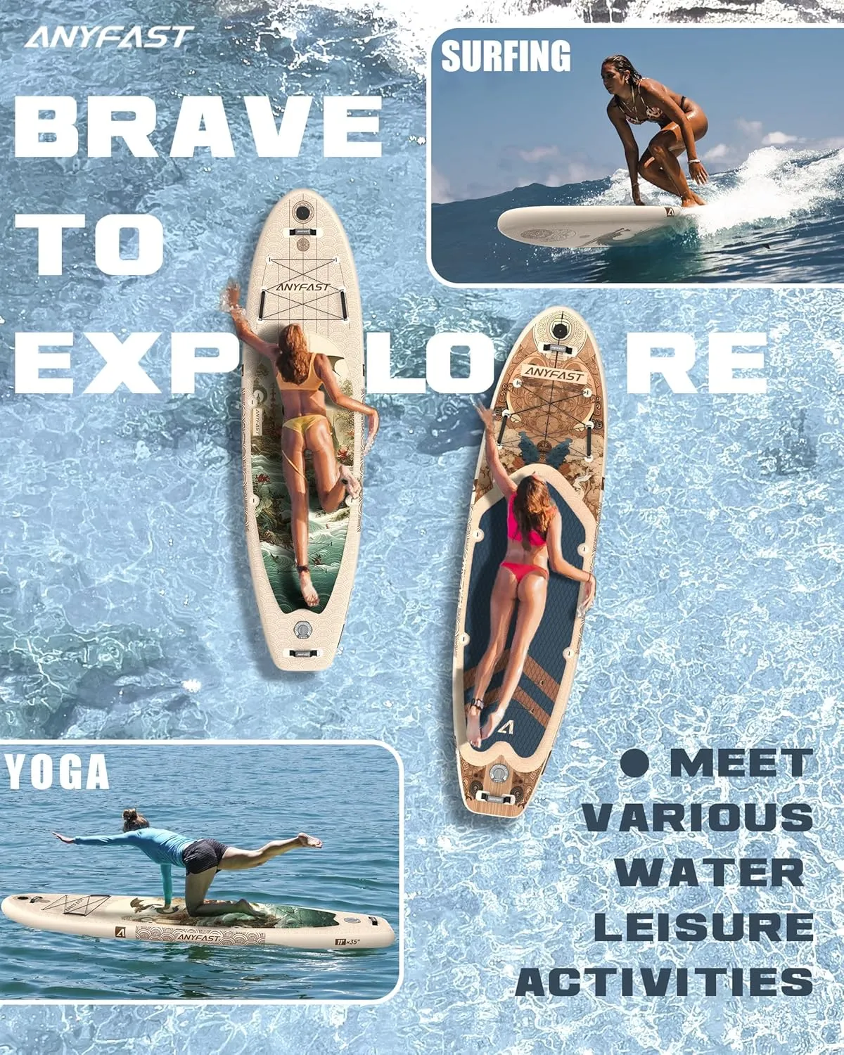 Inflatable Stand Up Paddle Boards - Extra Wide Fishing Paddleboard,Cool Design,Ultra Stable Standup SUP,15 D-Rings,5 Handles, Camera Mount,100L Backpack,10L Dry Bag, Youth/Adults