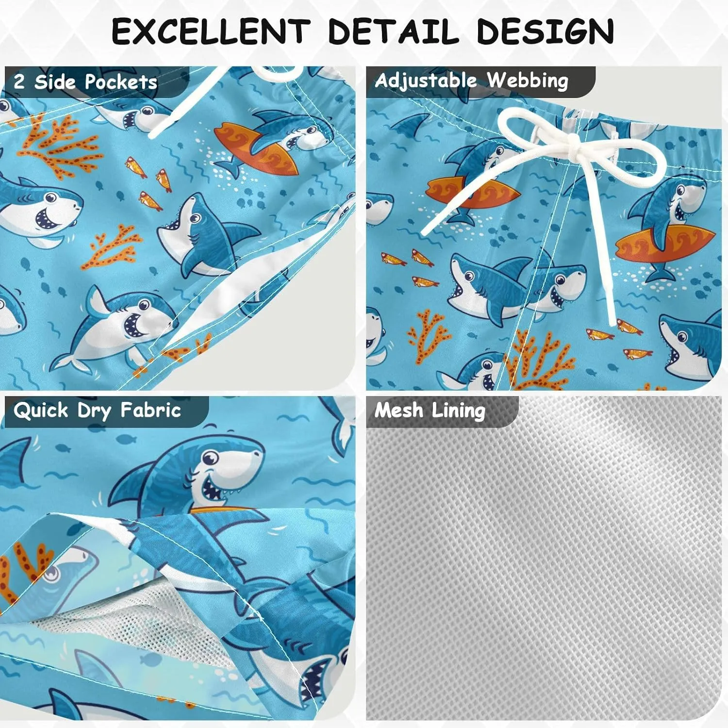 JUNZAN Abstract Independence Day Star Swim Trunks Boys Quick Dry Swim Board Shorts Kids Toddler Teens Beach Vacation 2T