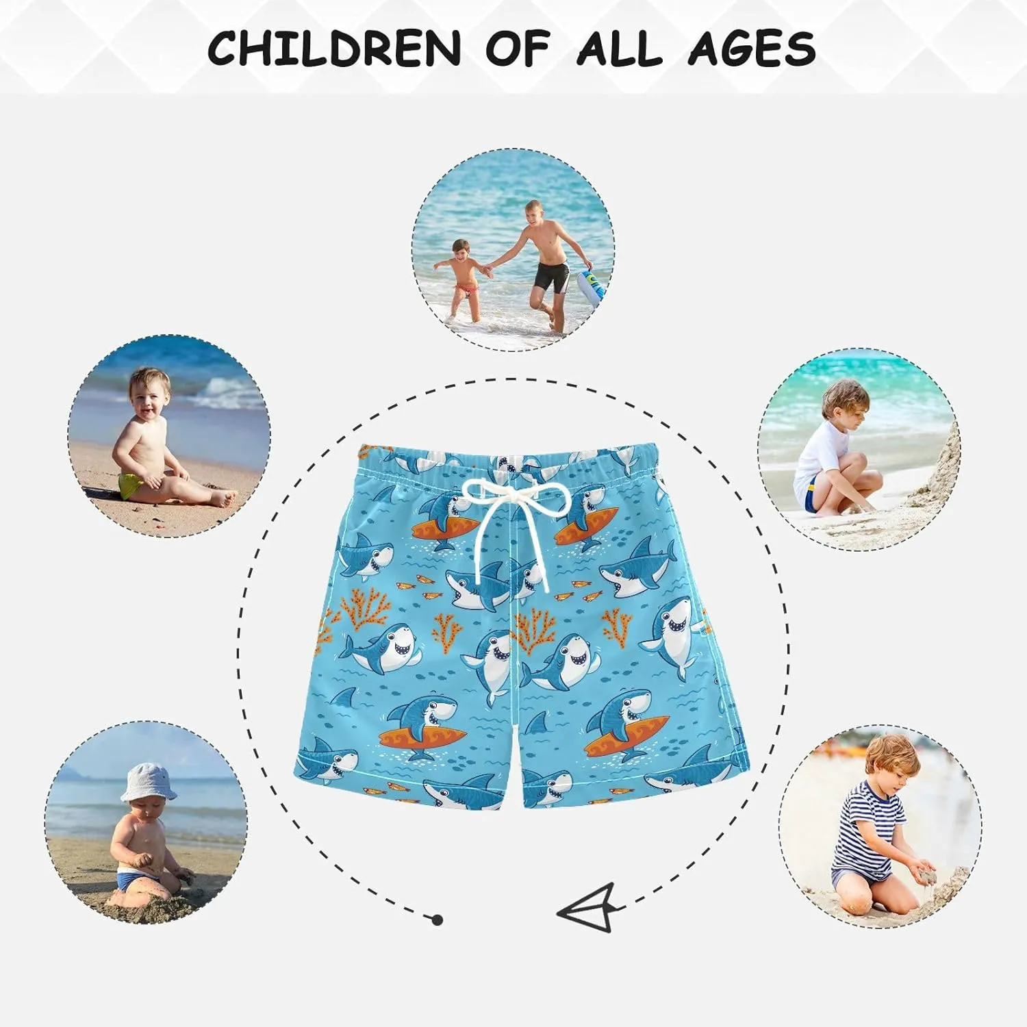 JUNZAN Abstract Independence Day Star Swim Trunks Boys Quick Dry Swim Board Shorts Kids Toddler Teens Beach Vacation 2T