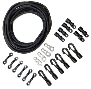 Kayak or SUP Bungee Cord, Pad Eye, Hooks, Terminal Ends and Brummel Hook Deck Rigging Kit