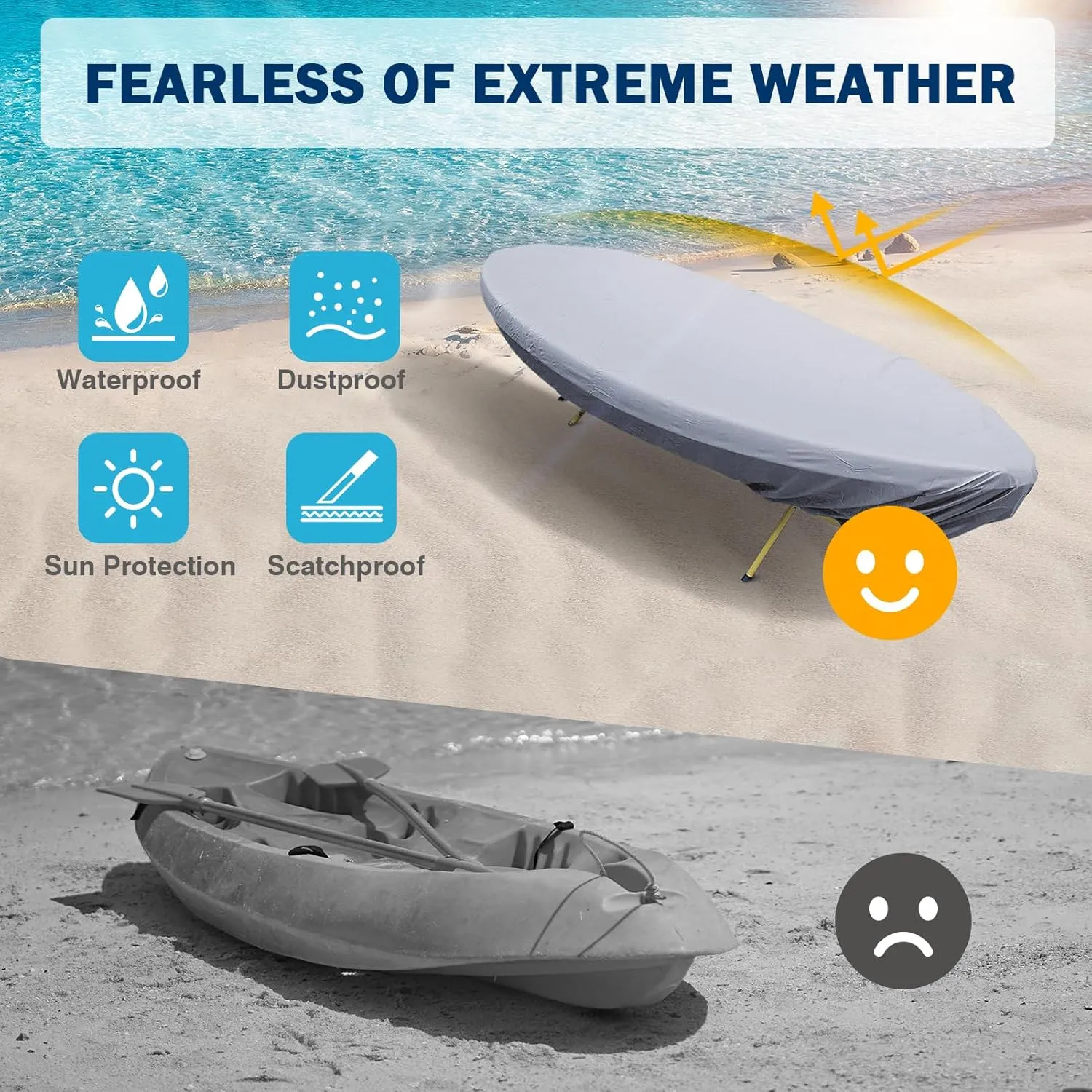 Kohree 420D Kayak Cover Waterproof, Kayak Covers for Outdoor Storage, Heavy Duty UV Protection Paddle Board Covers SUP Canoe Cover, 10.2-11.5ft / 11.8-13.1ft