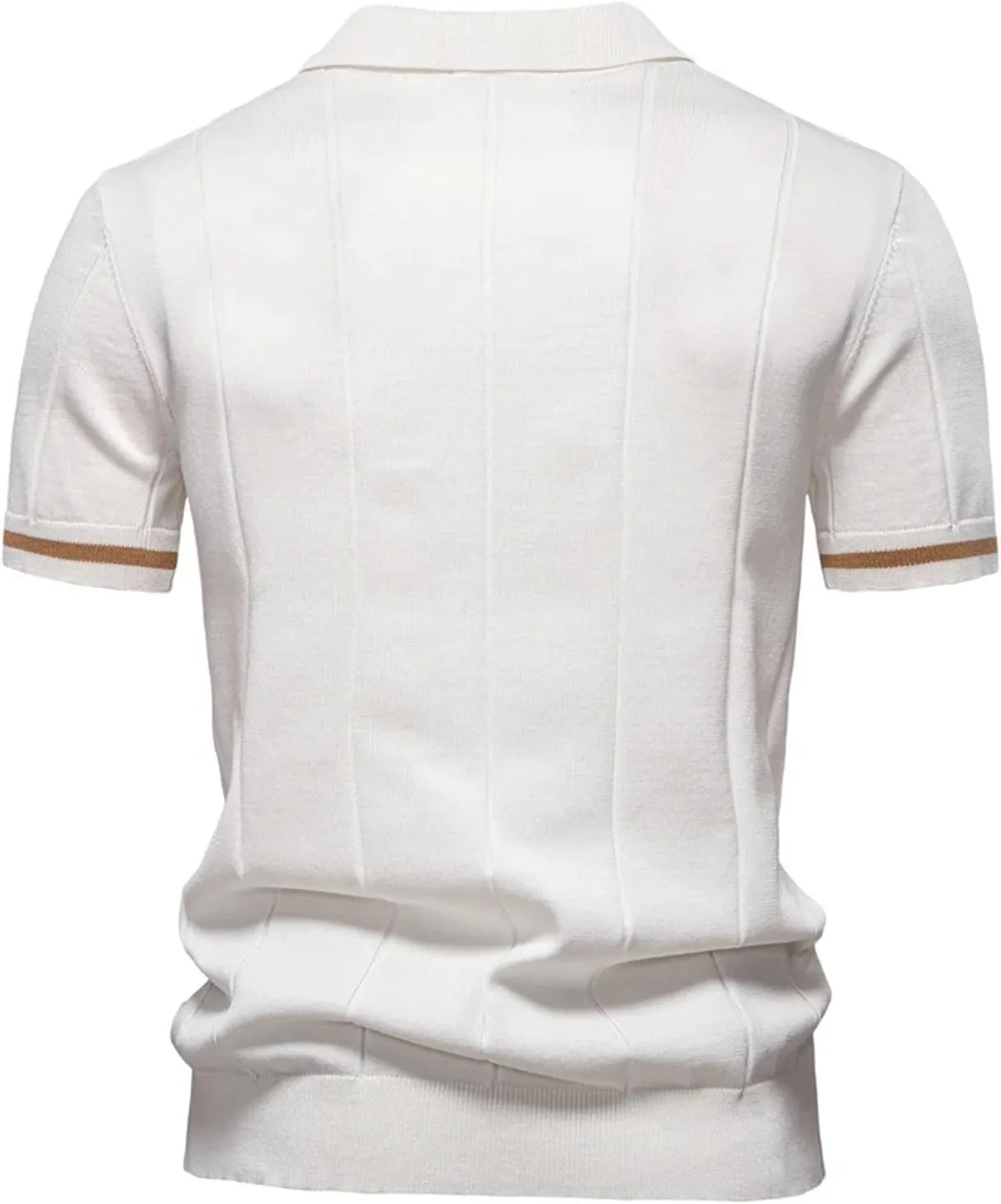 Men's Breathable Solid Color Sport Zipper Polo Shirt Athletic Social T Shirts Office Slim Fit