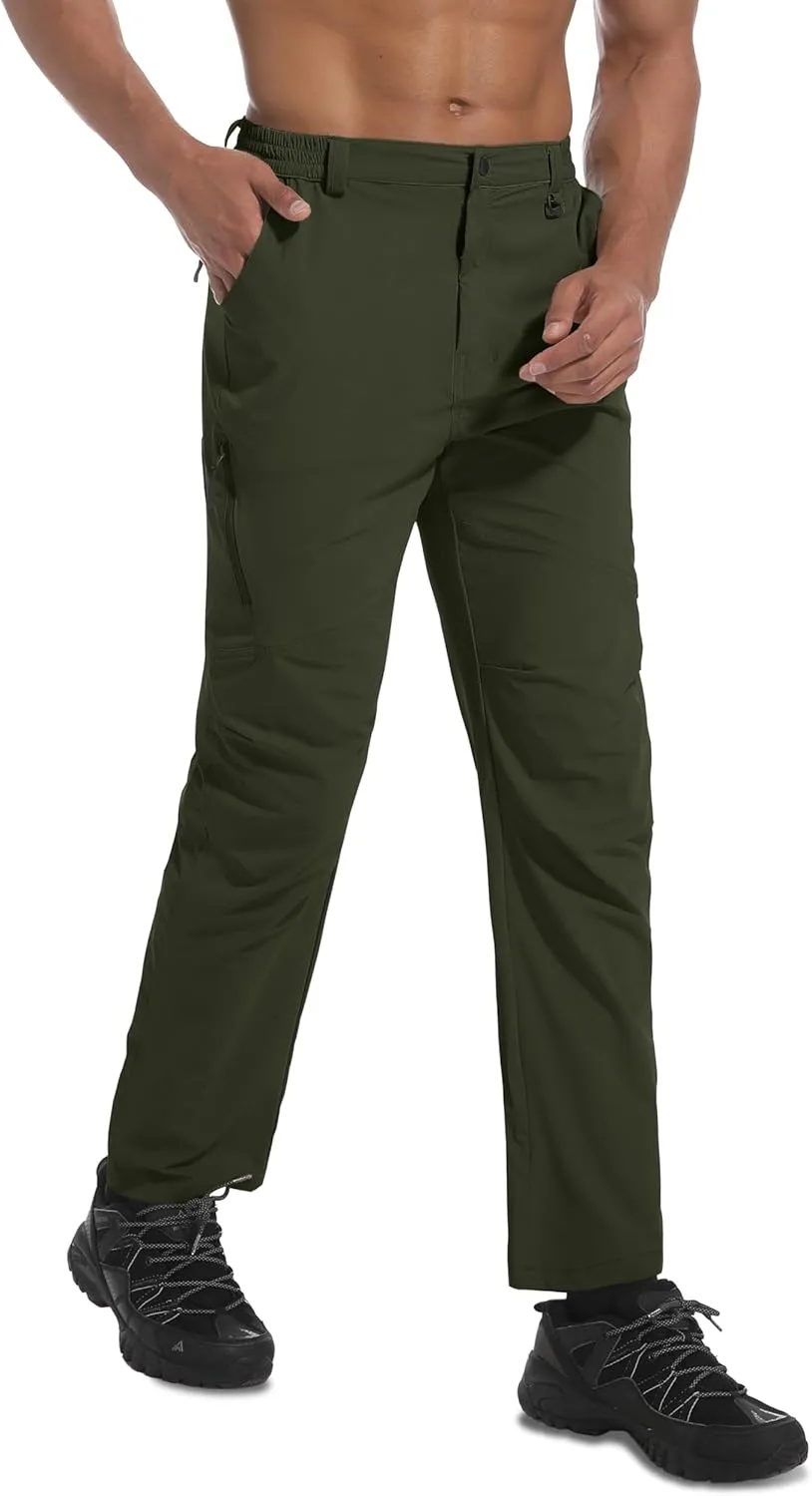 Men's Lightweight Hiking Pants Quick Dry Waterproof Stretch Travel Fishing Camping Work Cargo Pants Zipper Pockets