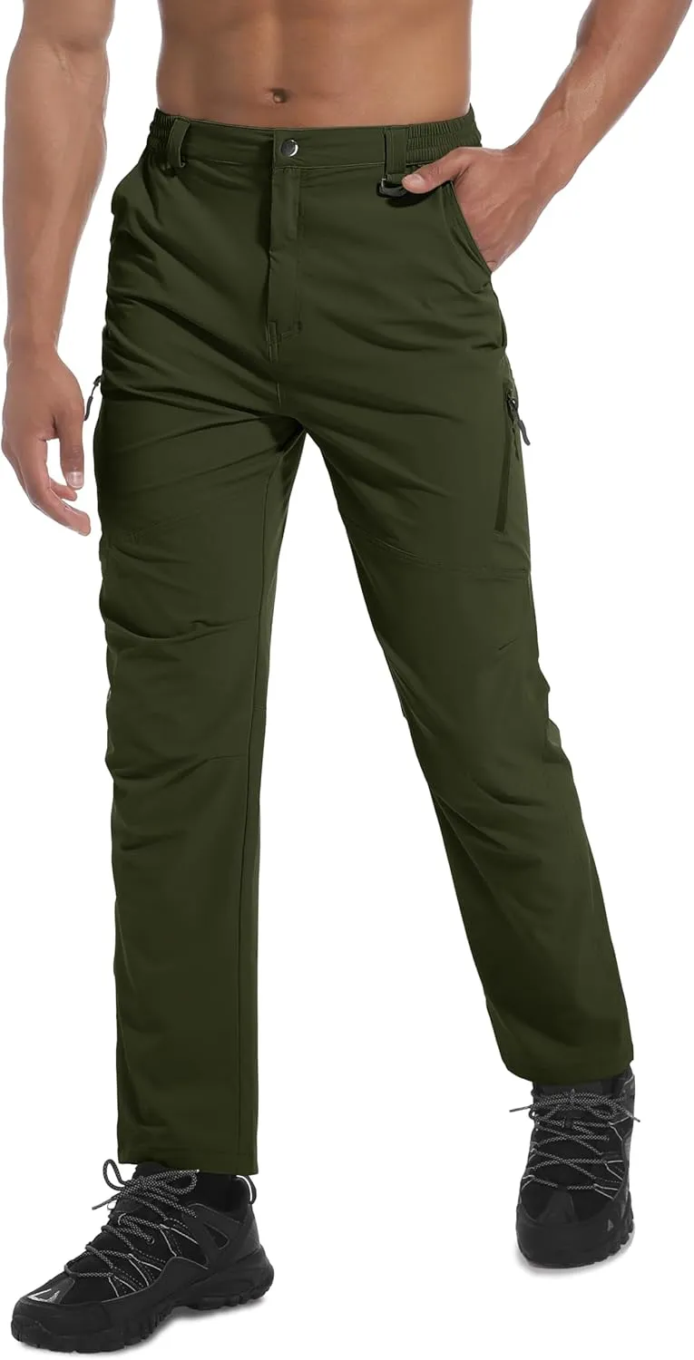 Men's Lightweight Hiking Pants Quick Dry Waterproof Stretch Travel Fishing Camping Work Cargo Pants Zipper Pockets