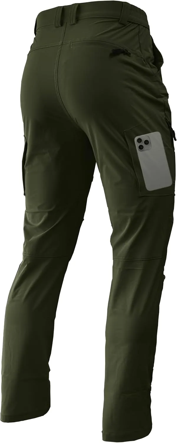 Men's Lightweight Hiking Pants Quick Dry Waterproof Stretch Travel Fishing Camping Work Cargo Pants Zipper Pockets