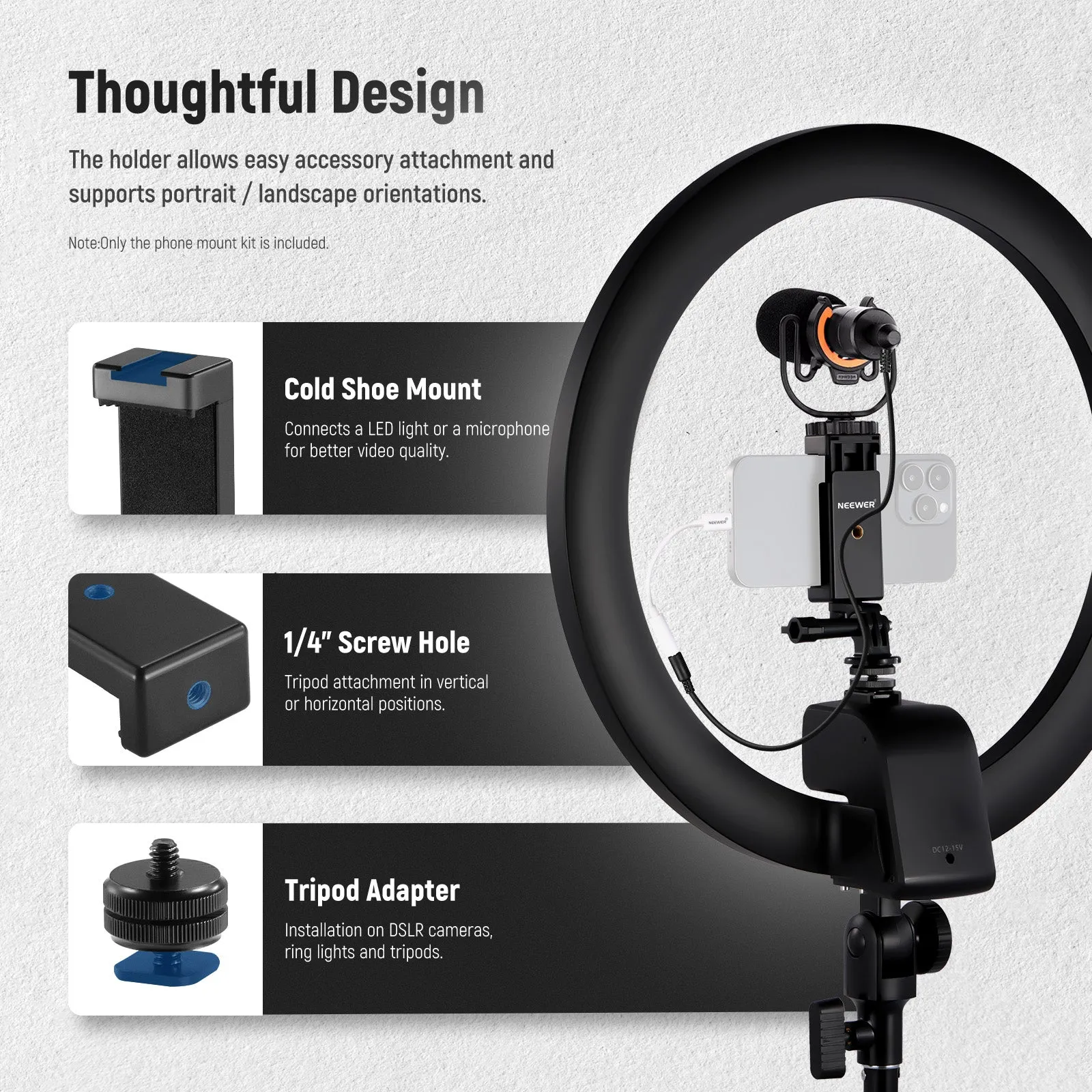 NEEWER GP-3 Phone Holder / Hot Shoe Mount Adapter Kit