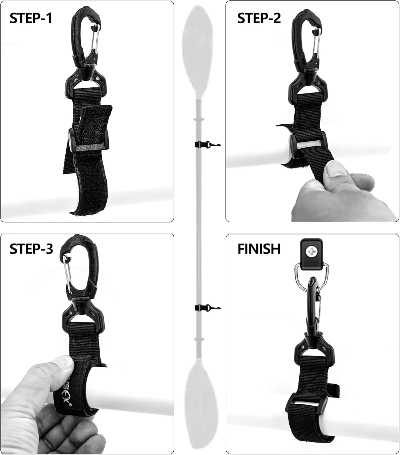 SAMSFX Adjustable Kayak Paddle Holder, Paddle Board Accessories, Inflatable Boat Paddle Storage, Paddle Clips 4PCS in Pack