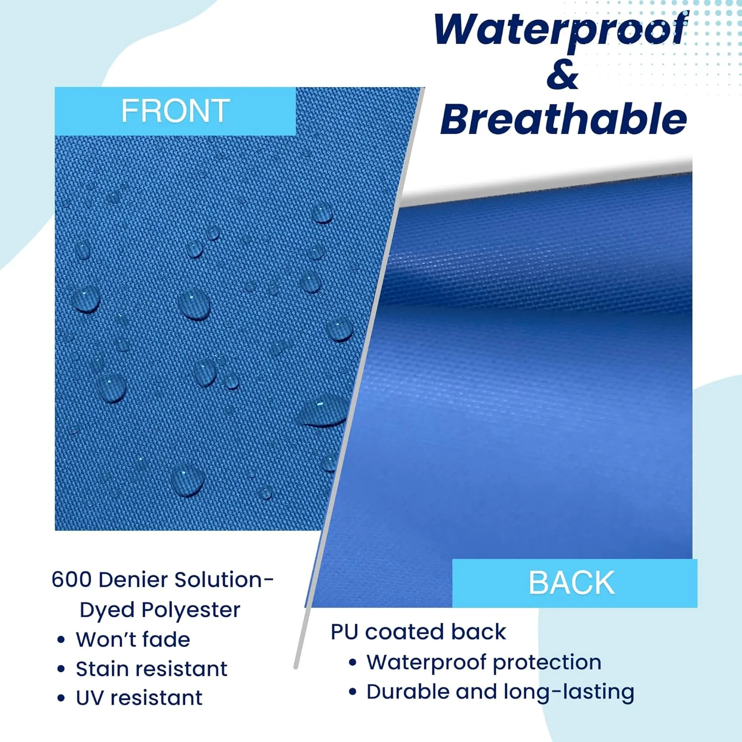 SavvyCraft Waterproof Jib Bag, Heavy Duty 600D Jib Sail Staybag, UV Protection Weather-Resistant Sailboat Headsail Bag, Medium 21" Dia x 30" top x 46" Bottom, Blue