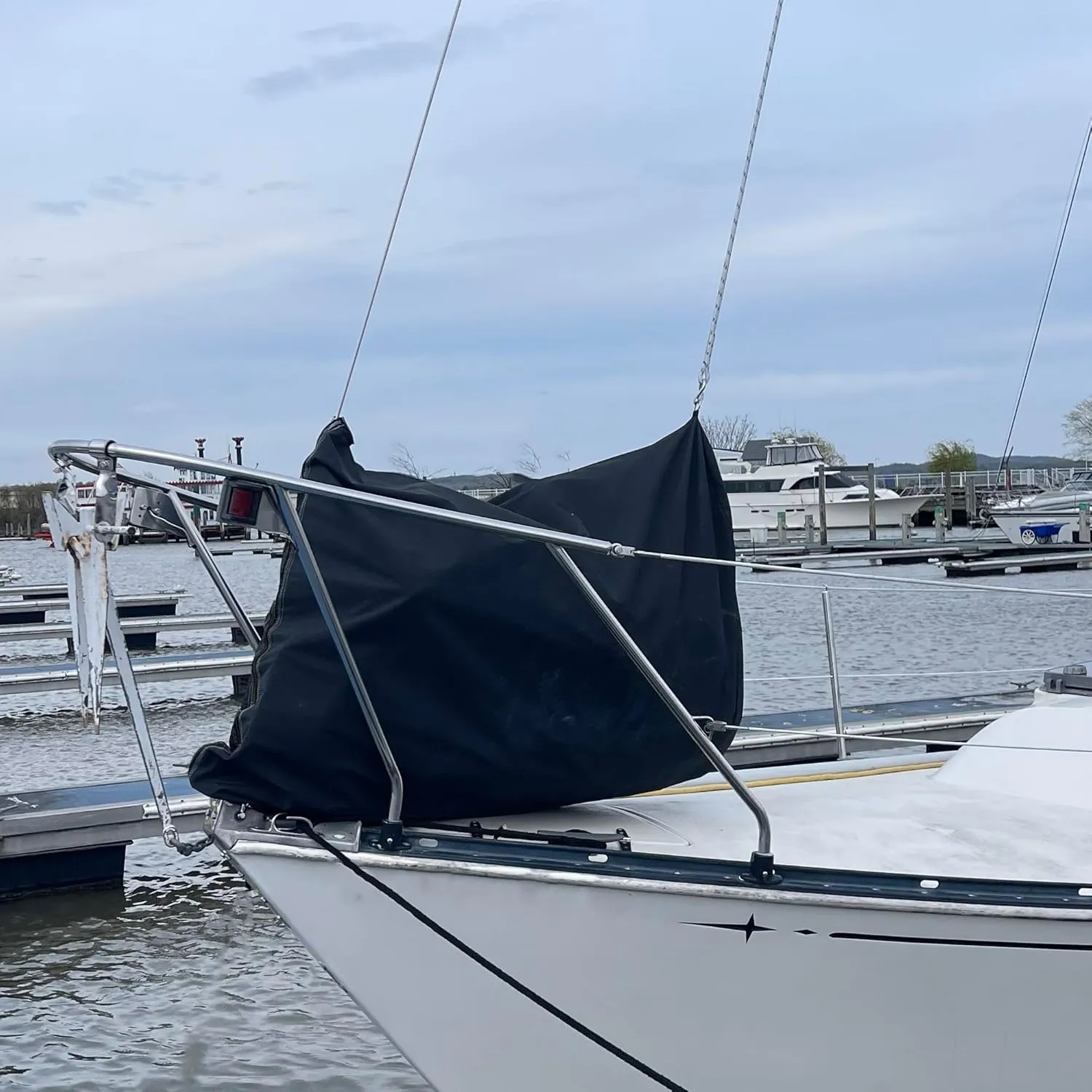 SavvyCraft Waterproof Jib Bag, Heavy Duty 600D Jib Sail Staybag, UV Protection Weather-Resistant Sailboat Headsail Bag, Medium 21" Dia x 30" top x 46" Bottom, Blue