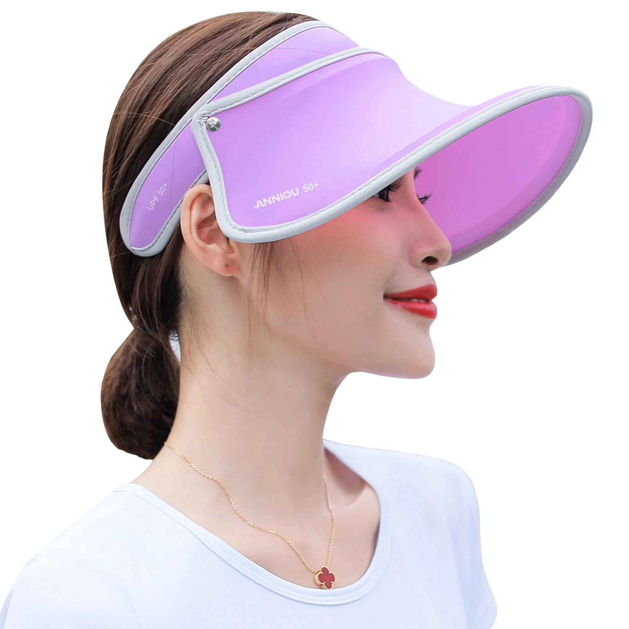 Sidiou Group Anniou Women UPF 50  Sun Hat Summer UV Protection Wide Brim Beach Golf Empty Top Long Brim Cap