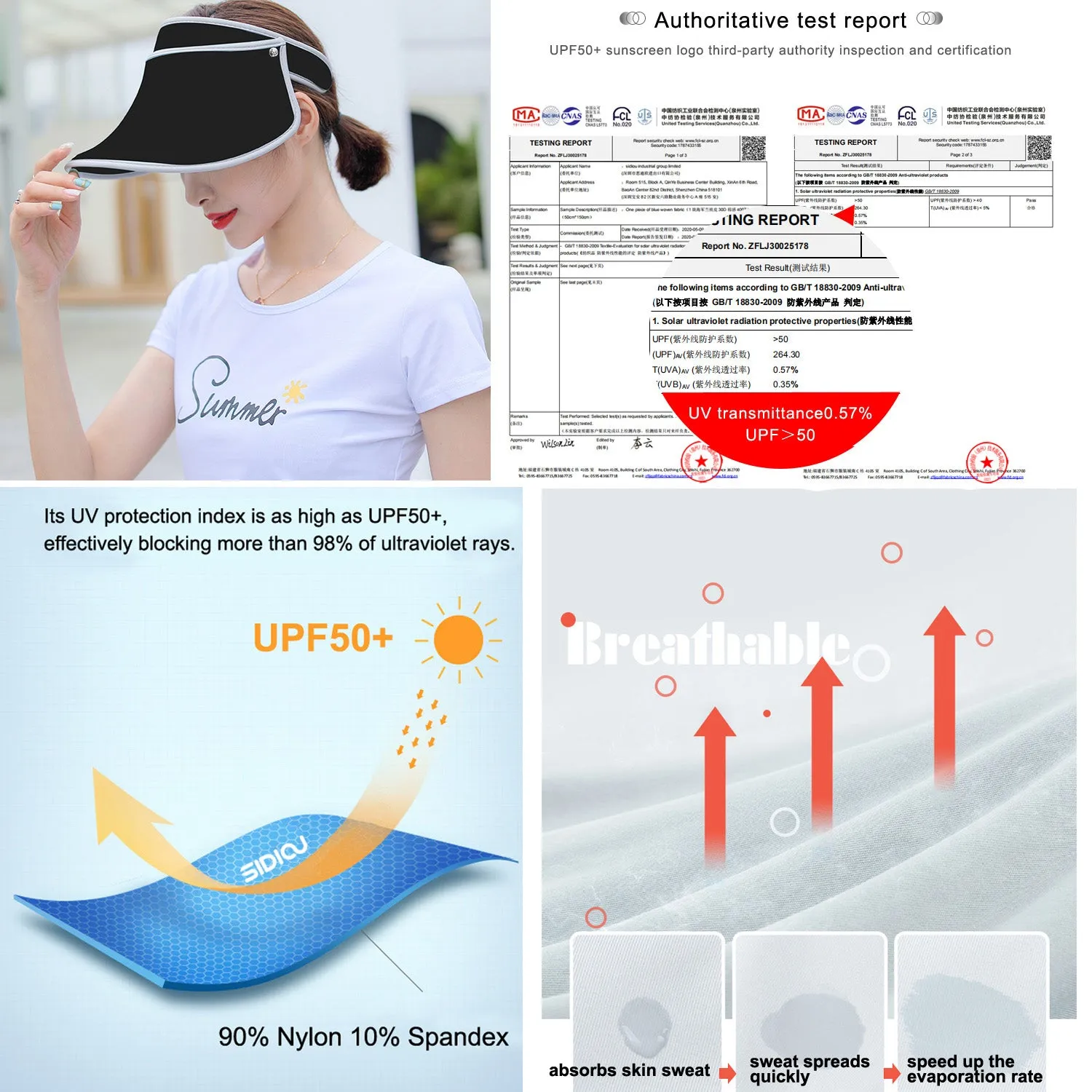 Sidiou Group Anniou Women UPF 50  Sun Hat Summer UV Protection Wide Brim Beach Golf Empty Top Long Brim Cap