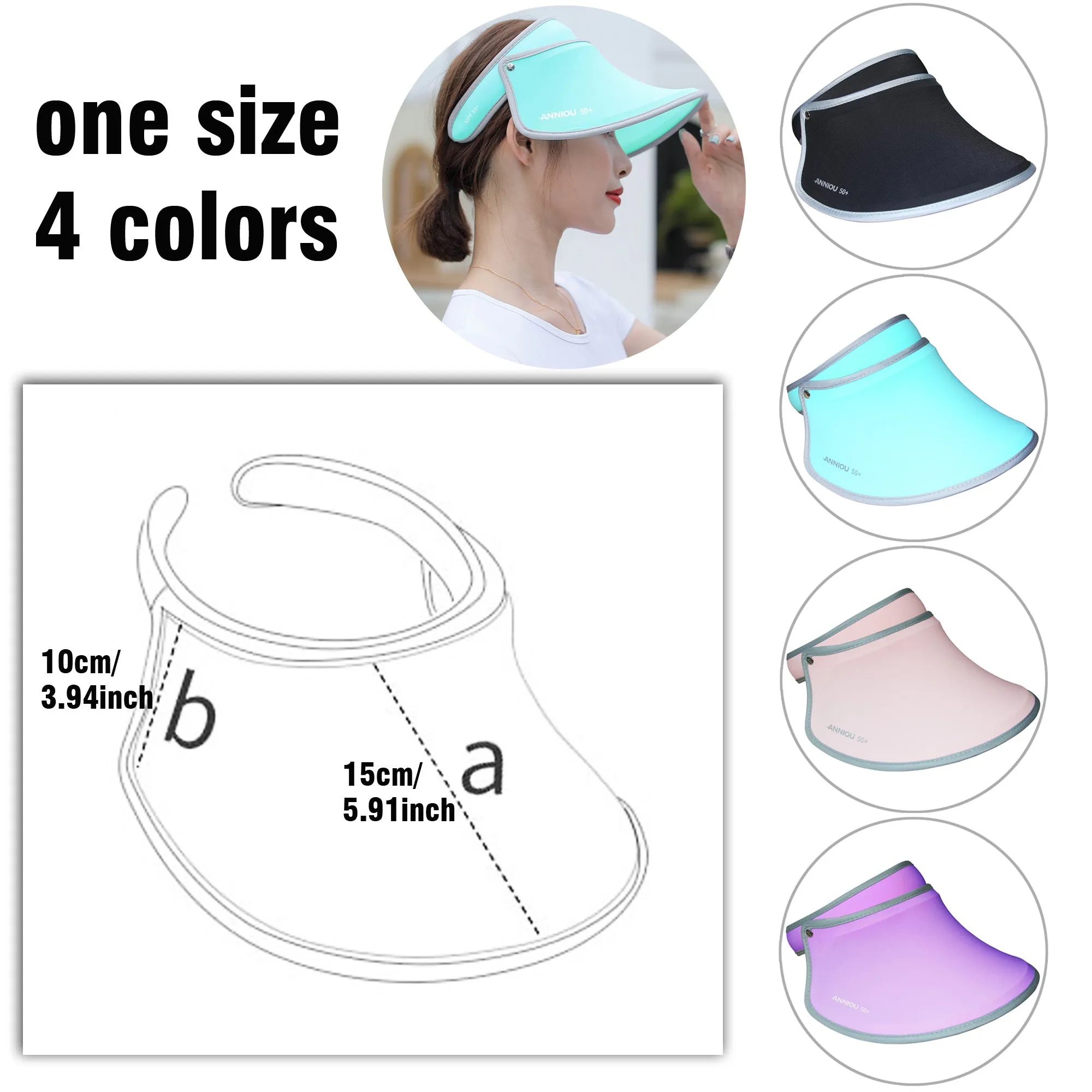 Sidiou Group Anniou Women UPF 50  Sun Hat Summer UV Protection Wide Brim Beach Golf Empty Top Long Brim Cap