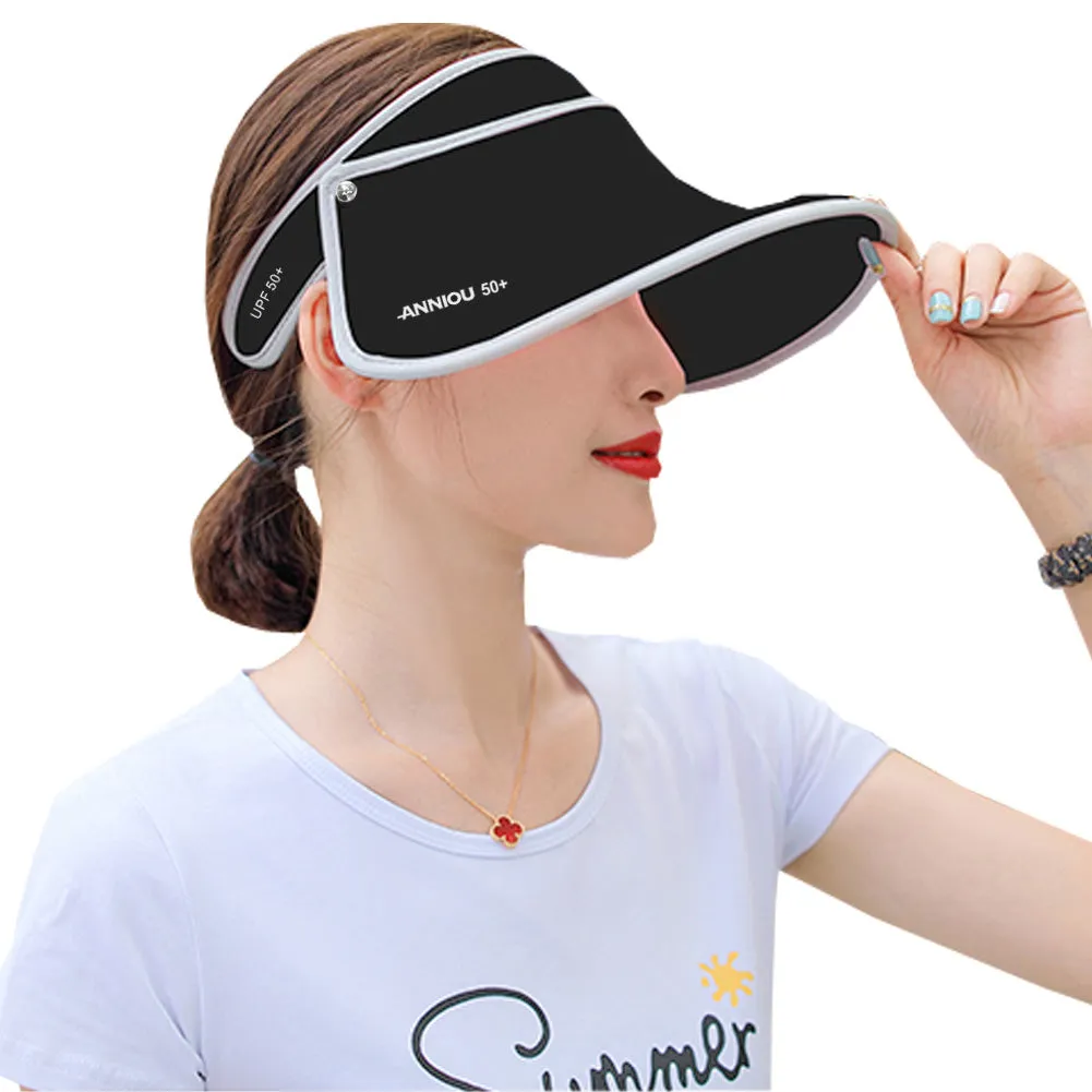 Sidiou Group Anniou Women UPF 50  Sun Hat Summer UV Protection Wide Brim Beach Golf Empty Top Long Brim Cap