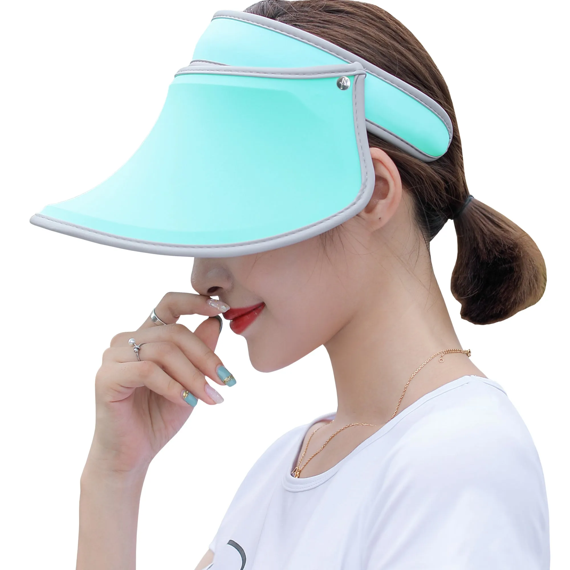 Sidiou Group Anniou Women UPF 50  Sun Hat Summer UV Protection Wide Brim Beach Golf Empty Top Long Brim Cap