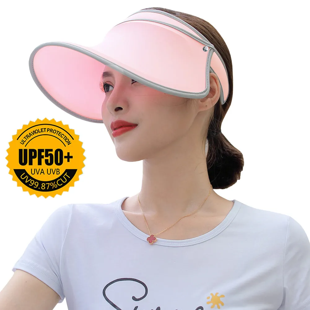 Sidiou Group Anniou Women UPF 50  Sun Hat Summer UV Protection Wide Brim Beach Golf Empty Top Long Brim Cap