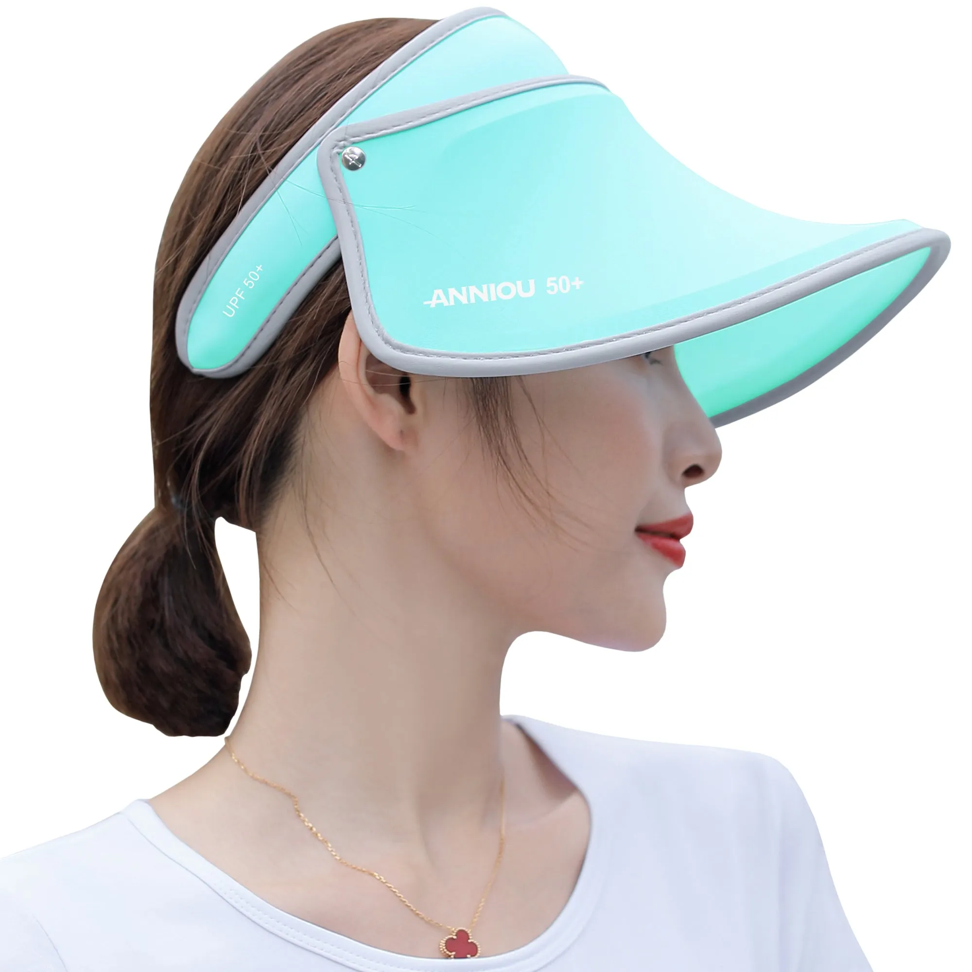 Sidiou Group Anniou Women UPF 50  Sun Hat Summer UV Protection Wide Brim Beach Golf Empty Top Long Brim Cap