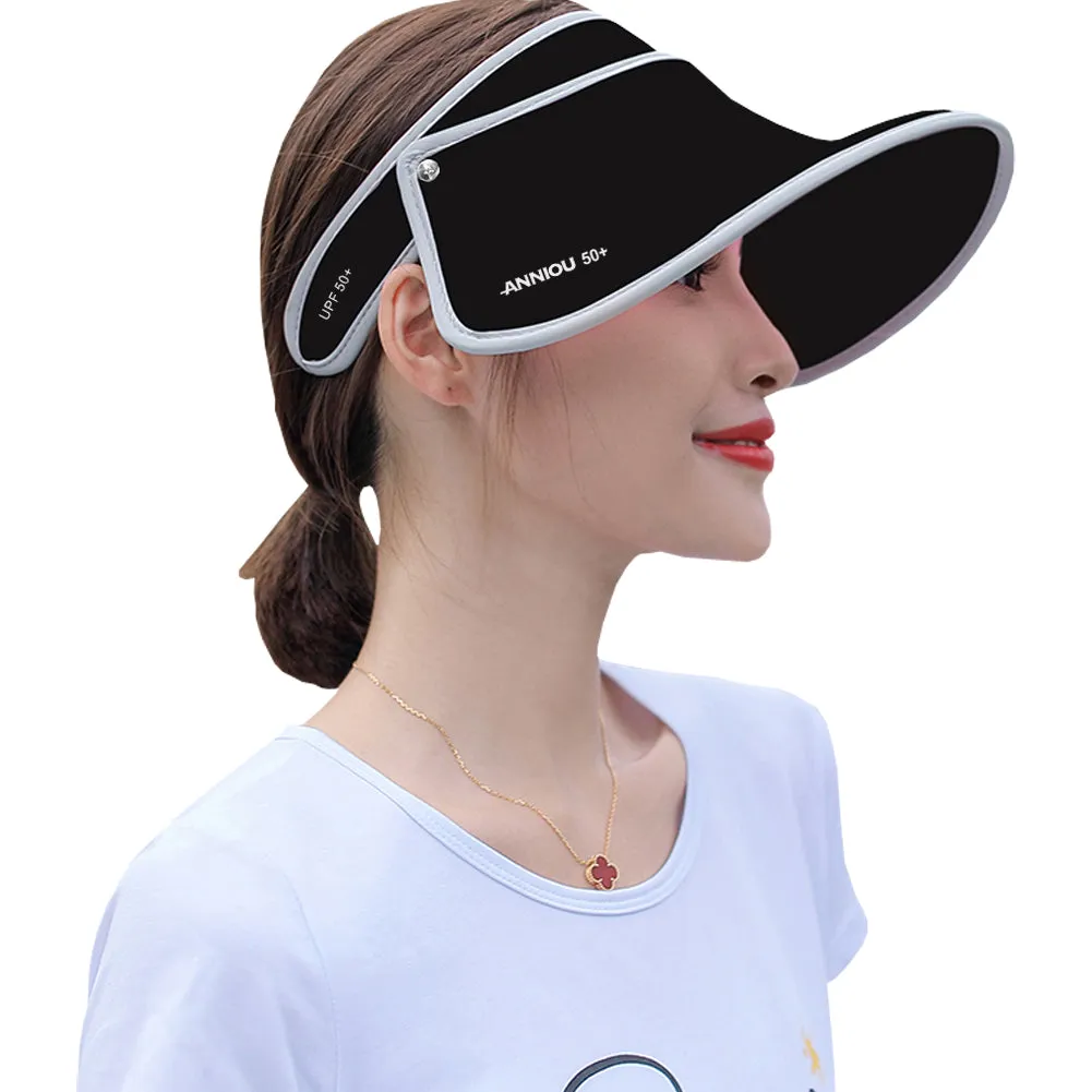 Sidiou Group Anniou Women UPF 50  Sun Hat Summer UV Protection Wide Brim Beach Golf Empty Top Long Brim Cap