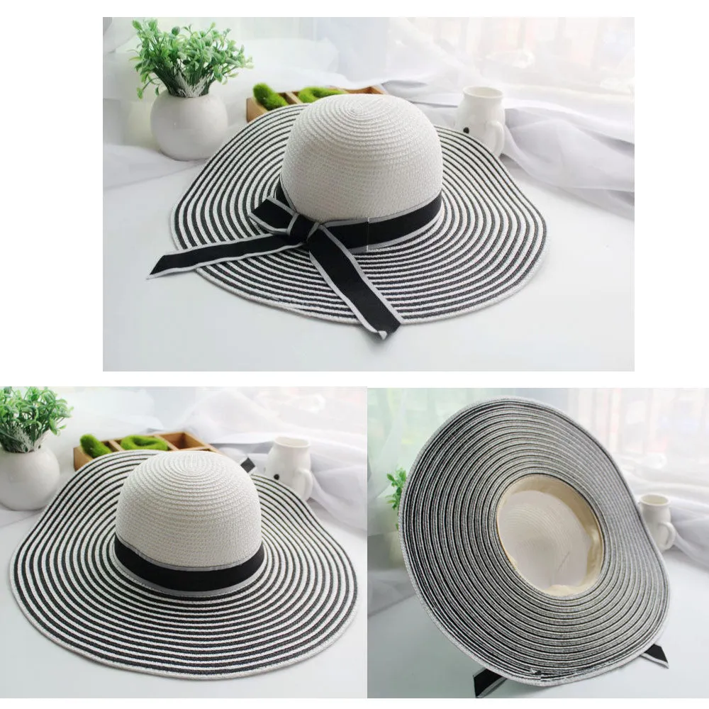 Sidiou Group straw hat women big wide brim beach hat sun hat foldable sun block hat