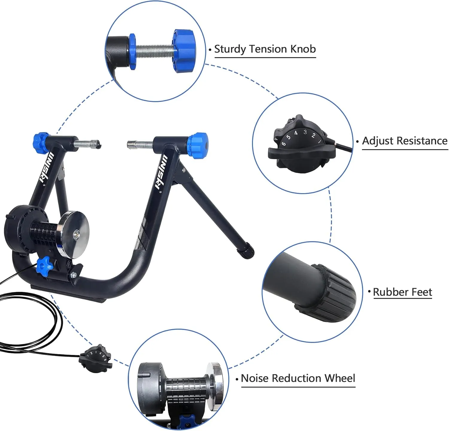 Unisky Bike Trainer Stand Indoor Bicycle Stand with Noise Reduction Magnetic Stationary Stand fits for 26-28inch, 700C Wheel