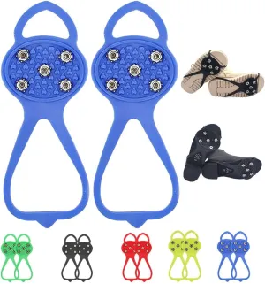 Universal Non-Slip Gripper Spikes, New Gripper Shoe Grips with 5 Tooth Steel Nails, Traction Cleats Ice Snow Grips Anti-Slip Silicone for Ice Sports