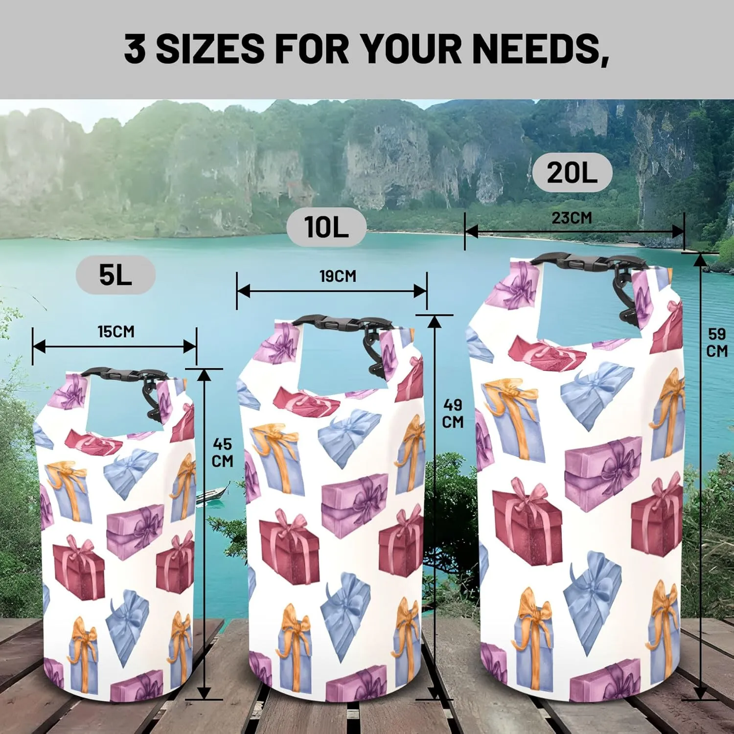 Waterproof Dry Bag,Gift Box Waterproof Backpack 5L/10L/20L Floating and Lightweight Bags for Kayaking, Boating, Fishing, Swimming and Camping