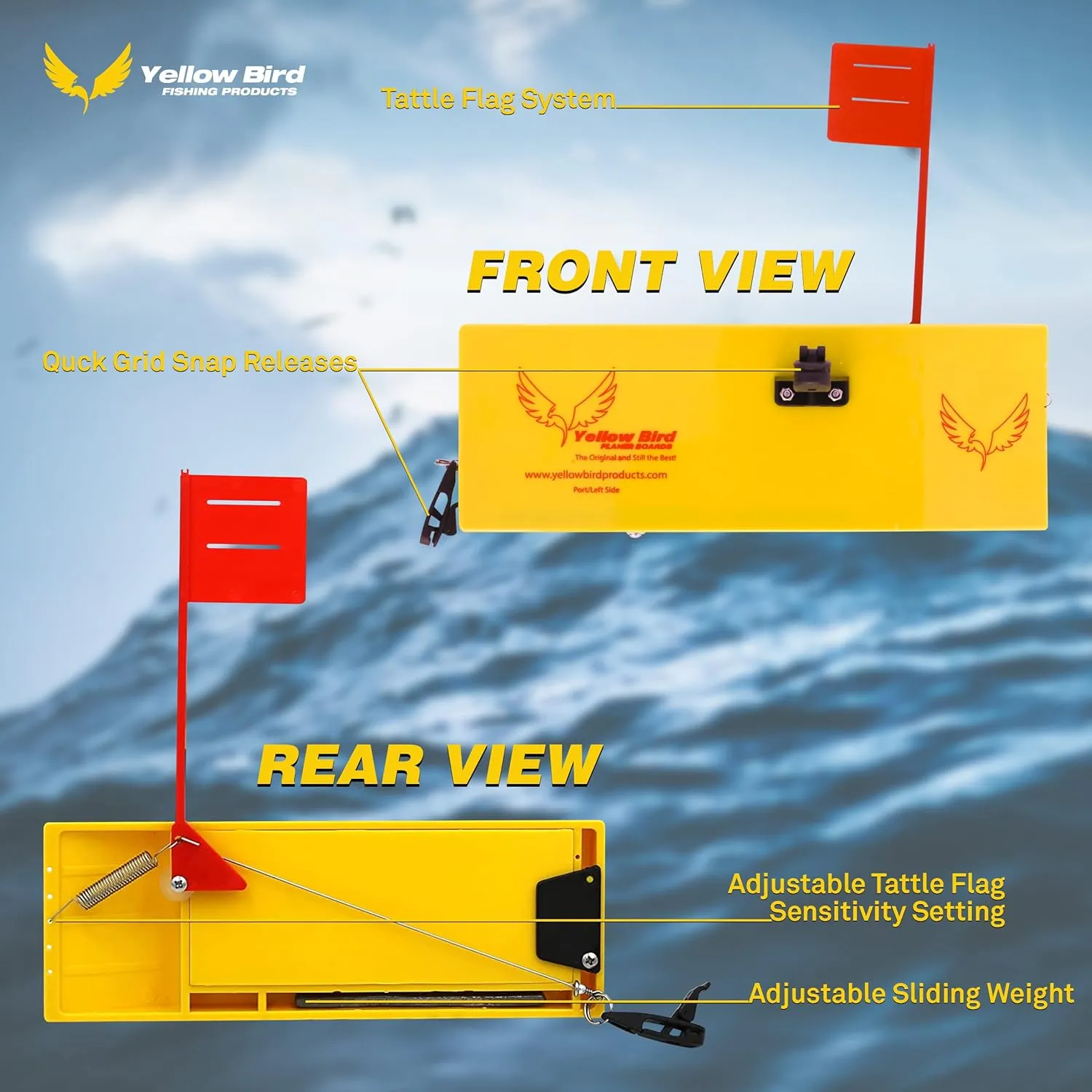 Yellow Bird Fishing Products 2 Pack Planer Boards Kits - Availible in 4 Sizes in Both Starboard/Port Side