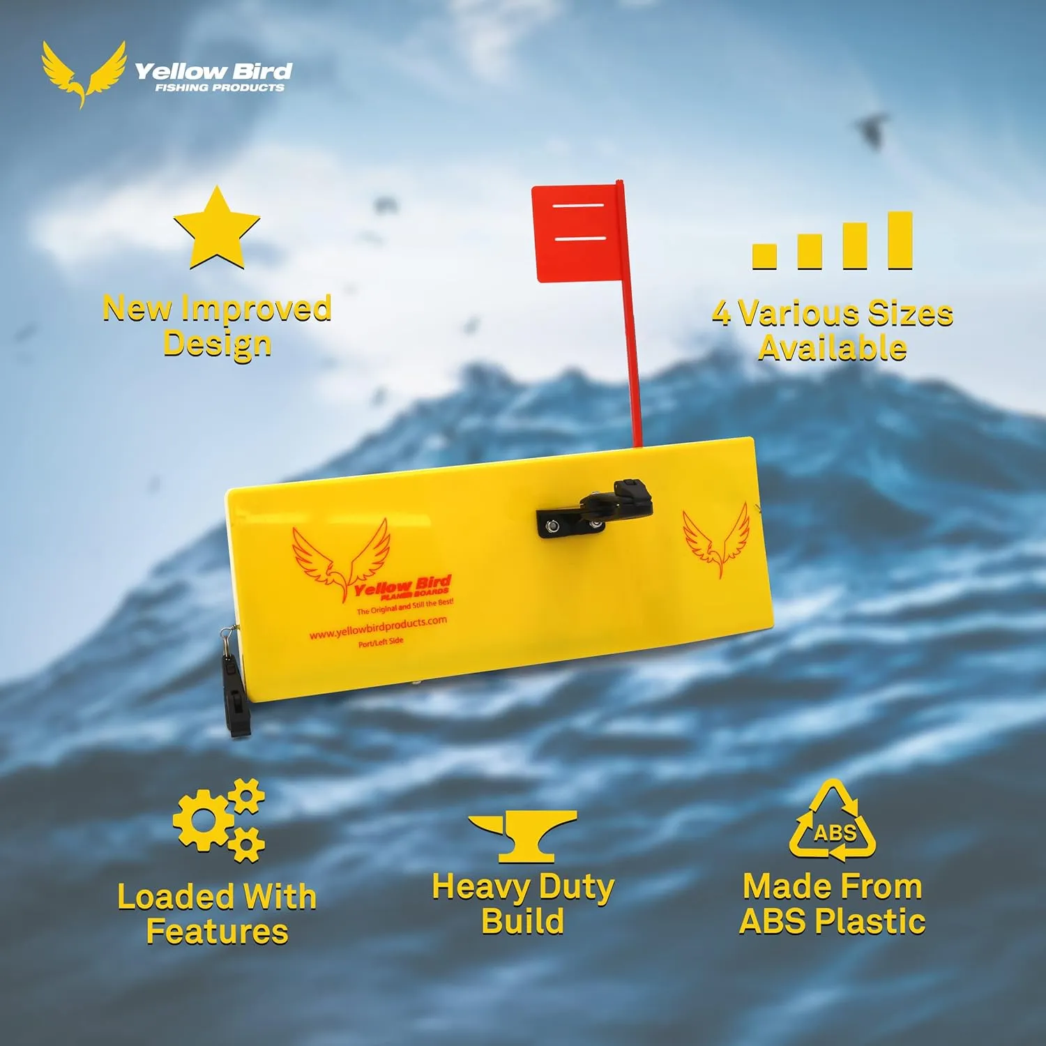 Yellow Bird Fishing Products 2 Pack Planer Boards Kits - Availible in 4 Sizes in Both Starboard/Port Side